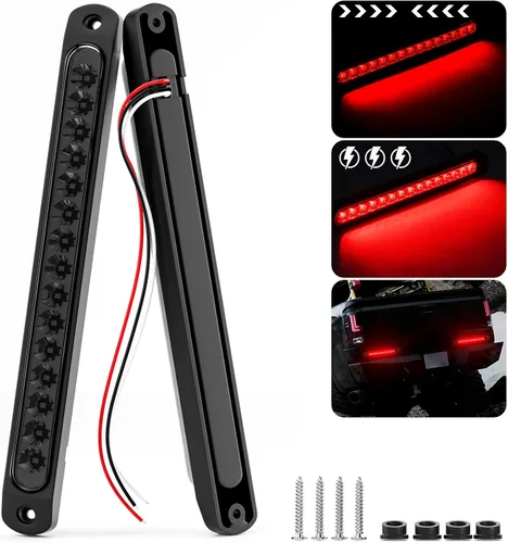 Vista 8 de PSEQT Luces LED de identificación de remolque de 10 pulgadas, barra de luces LED ámbar de señal de giro, luces de marcador trasero, tira