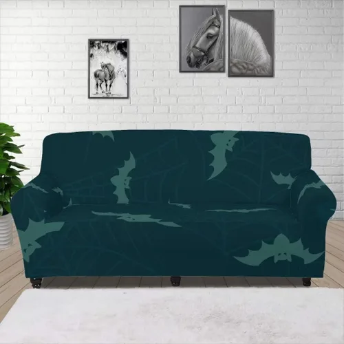 Vista 7 de GOSTONG Funda de sofá con estampado de telarañas de murciélago para Halloween, funda elástica para sofá, protector de muebles para sala de estar