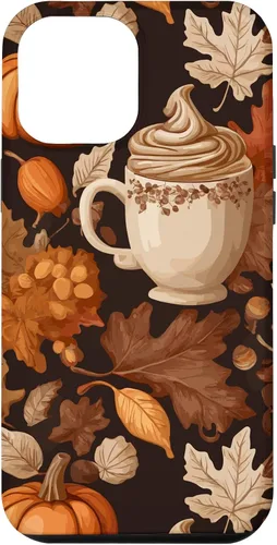 Vista 26 de Warm Autumn Stylish Coffee Cup Design - Fall Leaves Pattern Case for iPhone 17