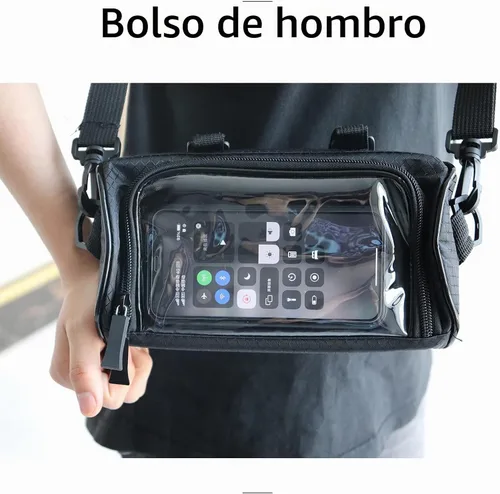 Vista 8 de Bolsa para Manillar de Bicicleta, Bolsa de Almacenamiento Frontal Impermeable, Accesorios de Soporte de Teléfono para Bicicleta, Funda Transparente
