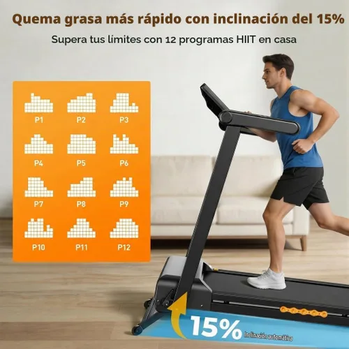 Vista 8 de JAGJOG Caminadora plegable, 15% de inclinación automática, 300 libras, 8.8