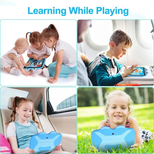 Vista 7 de Tablet para niños de 10.1 pulgadas, Tablet Android 11 de 64GB para niños con estuche, Google Play, YouTube, cámara dual, WiFi, Bluetooth, Azul