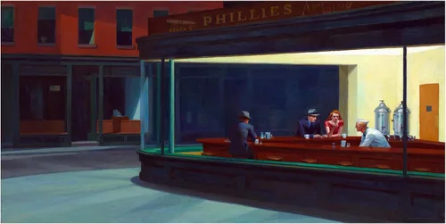 Vista 2 de Lienzo artístico de Edward Hopper 'Nighthawks