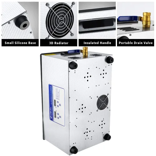 Vista 8 de Anbull 22L/5.8Gal 480W Limpiador Ultrasónico Industrial de 304 Acero Inoxidable con Temporizador Digital y Calentador para Herramientas de Llave