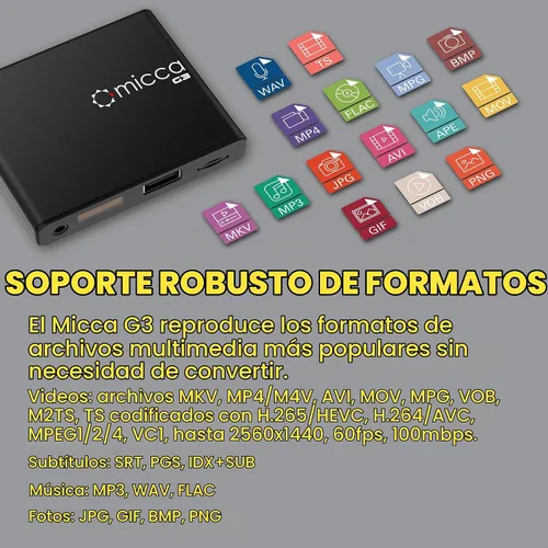 Vista 5 de Micca G3 2K Quad-HD USB y reproductor de medios microSD, 4K HDMI