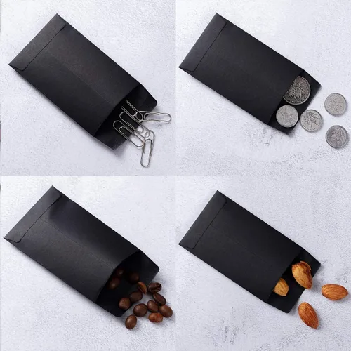 Vista 7 de Paquete de 100 sobres para monedas pequeñas, sobres autoadhesivos de papel kraft para semillas, mini piezas, sellos para artículos pequeños