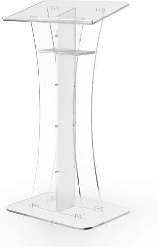 Vista 2 de FixtureDisplays® Plexiglás Acrílico Podio Atril Transparente Iglesia Púlpito RTN1803-311-NPF