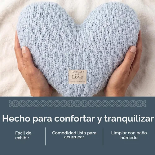 Vista 6 de DEMDACO Almohada Decorativa de Felpa con Peso en Forma de Corazón Azul Suave, 10 x 11 pulgadas