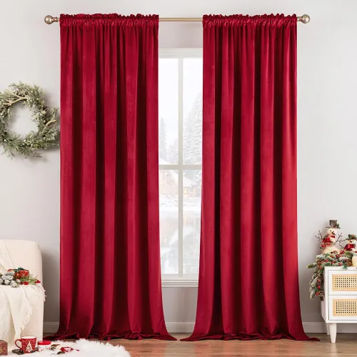 Vista 26 de MIULEE - Juego de 2 paneles de cortinas negro opacas y térmicas de terciopelo para la sala de estar y dormitorio, con bolsillo para cortinero, de 63