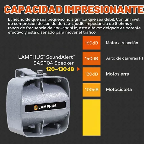 Vista 4 de SoundAlert - Altavoz compacto de sirena de 100 W [120-130 dB] [IP66 resistente al agua] [universalmente compatible] Altavoz de bocina de aire