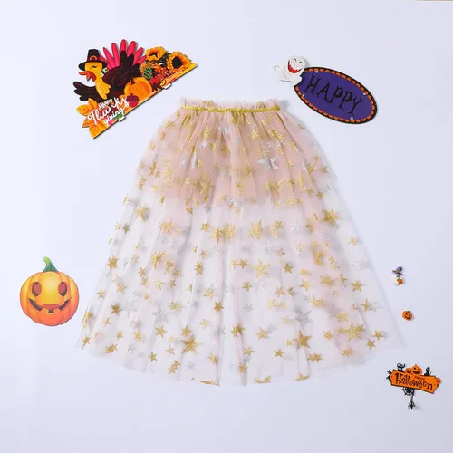 Vista 5 de Twopumpkin Disfraces de Halloween para niñas pequeñas, capa brillante de la bruja Fariy, capa con purpurina, disfraz para fiesta de princesa