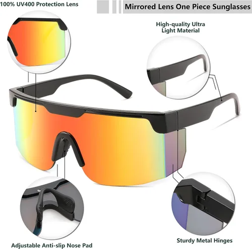 Vista 5 de FEISEDY Gafas de sol Mujeres Hombres Deportes, 80s Visor Retro Neon Square Gafas de Sol, Sombras Miorred UV400 B0004