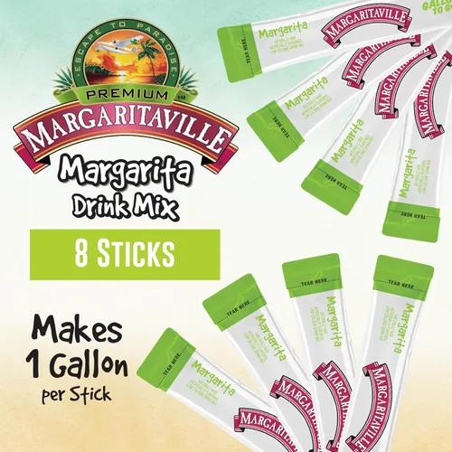 Vista 2 de Margaritaville Gallons To Go Mezcla de Bebida en Polvo, Caja de 8 Unidades – Margarita – Mezcla de Bebida Baja en Calorías y Sin Azúcar, Cada Sobre