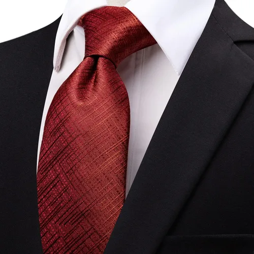Vista 2 de Corbatas a rayas y corbatas a cuadros para hombre, corbata de seda tejida, juego de clip de corbata dorado