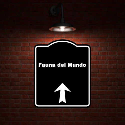 Vista 2 de Fauna del Mundo Spanish Black Sign Arrow Up Aluminum Composite Sign 8.5 x 10 inches