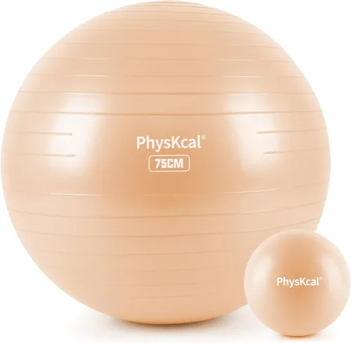 Vista 19 de PhysKcal Pelota de yoga para ejercicio, set de pilates, pelota de fitness de 4 tamaños para entrenamiento, parto, embarazo, terapia física - Bomba