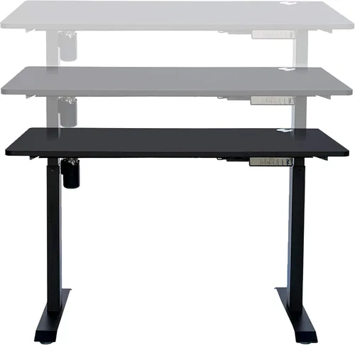 Vista 6 de Marco de escritorio eléctrico de un solo motor ajustable con mesa, altura máxima de 45.25 pulgadas, color gris