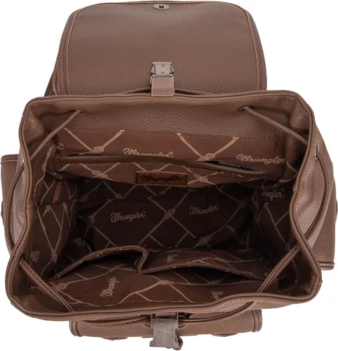 Vista 5 de Wrangler Mochila vintage para hombres y mujeres, mochila grande para trabajo, negocios, viajes, bolsas impermeables, Caqui oscuro, Mochilas de viaje