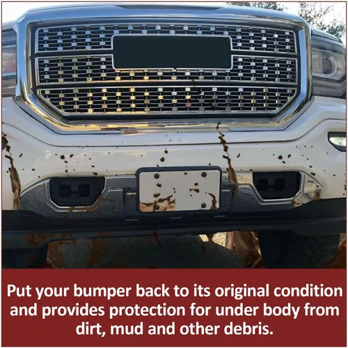 Vista 5 de Placa protectora para parachoques delantero, plástico cromado, compatible con GMC Sierra 1500 Base/Denali/SLE/SLT 2016-2019