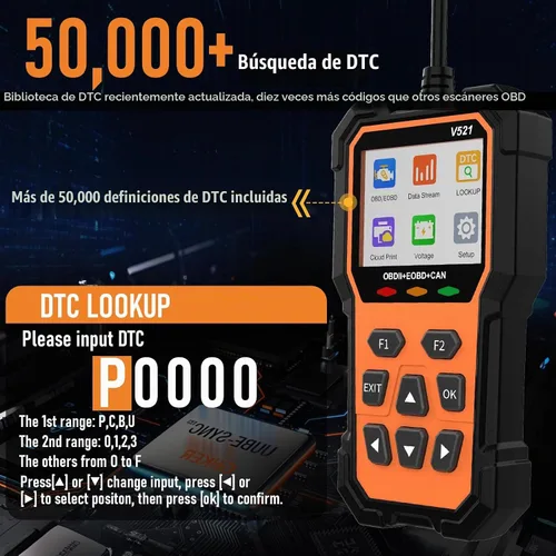 Vista 3 de Herramienta de diagnóstico escáner OBD2, escáneres OBD2 profesionales para coche, lector de código de motor con luz de comprobación y función