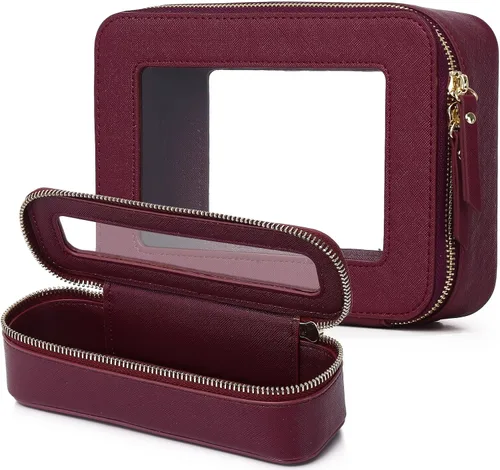 Vista 67 de Pinkmik Pequeña bolsa de maquillaje transparente, mini estuche para cosméticos, bolsa de aseo impermeable con cremallera, organizador de bolsos
