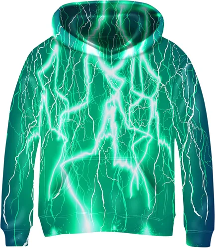 Vista 34 de Linnhoy Sudaderas con capucha para niños y niñas con estampado digital 3D de 6 a 15 años Cbai Blanco