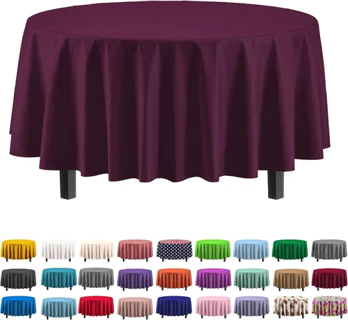 Vista 52 de Party Solids Paquete de 6 manteles de plástico prémium de 54 pulgadas x 108 pulgadas. Cubierta de mesa rectangular de plástico - Aqua