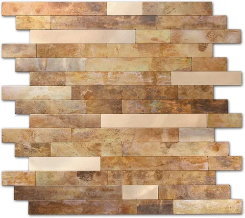 Vista 9 de Yipscazo Losetas en muro tipo azulejo, de metal y piedra, autoadhesivas, para cocina, baño, lavandería, cámper, chimenea