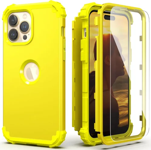 Vista 9 de IDweel Funda para iPhone 13 Pro Max con protector de pantalla (vidrio templado), funda para iPhone 13 Pro Max, protección resistente, híbrida 3