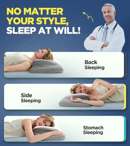 Vista 4 de Almohada cervical ultra cómoda para aliviar el dolor, almohada ajustable para dormir de lado que se ajusta perfectamente al hombro, almohada