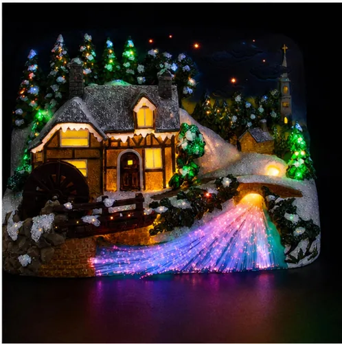 Vista 6 de Coleccionable de Navidad, casa en la montaña, fibra óptica