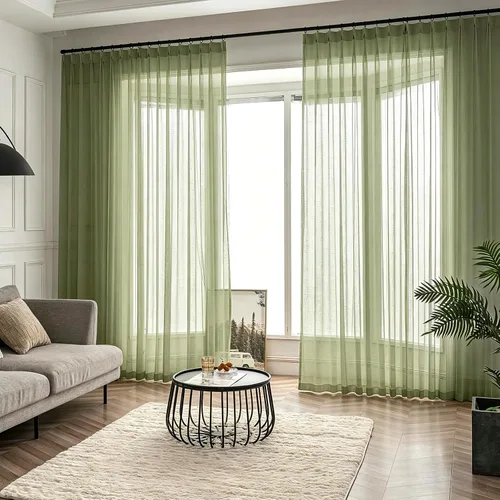 Vista 15 de Cortinas plisadas negras traslúcidas de 84 pulgadas de largo, 2 paneles para dormitorio, lino texturizado, ganchos transparentes para pista
