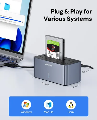 Vista 5 de dockteck USB 3.0 a SATA disco duro externo estación de acoplamiento