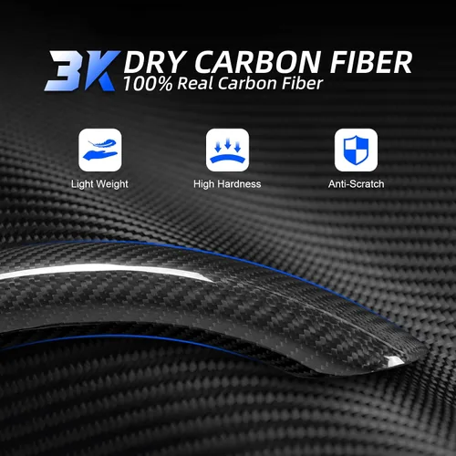 Vista 2 de Kit de cubierta superior e inferior de fibra de carbono real para volante de fibra de carbono 2020-2024 Tesla Model Y 2019-2023 Tesla Model 3,3K