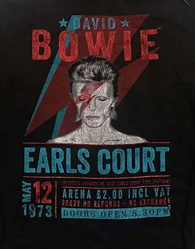 Vista 3 de David Bowie Sudadera con capucha Earls Court 1973 para hombre, color negro, Negro