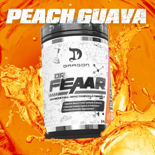 Vista 3 de DRAGON PHARMA Dr. FEAAR® Advanced Full Spectrum EAA Matrix, apoya la síntesis y recuperación de proteínas musculares, capacidad y rendimiento