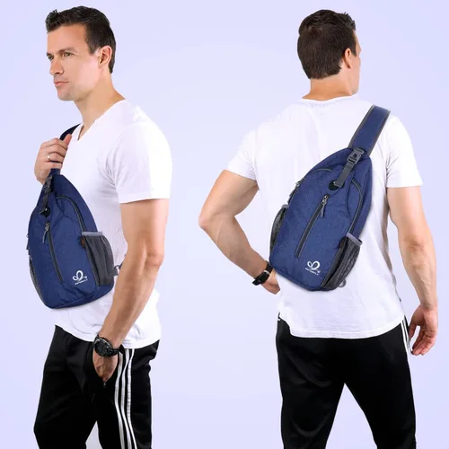 Vista 86 de Waterfly - Mochila cruzada tipo bandolera para viajes y caminatas, bolsa de pecho, Gris, talla única