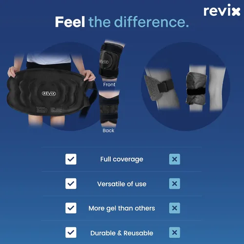 Vista 7 de REVIX Rodillera de hielo reutilizable XXXL de 20 pulgadas para reducción de molestias, paquete de gel de terapia de frío extra grande para rodilla