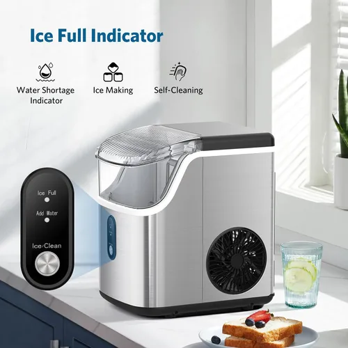 Vista 10 de COWSAR Nugget Ice Makers - Máquinas de hielo de nuggets para encimera, hielo suave masticable en pellets, con función de limpieza automática, 35