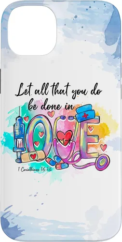 Vista 15 de Let All That You Do Be Done in Love CNA Nurse Life Nursing Case for iPhone 17