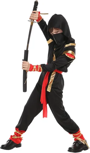 Vista 5 de Agares Disfraces de Halloween para niños, disfraz de Ninja Kungfu de lujo
