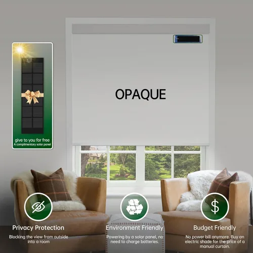 Vista 2 de Persianas motorizadas con control remoto, persianas automáticas opacas de enfriamiento con panel solar, persianas inteligentes inalámbricas