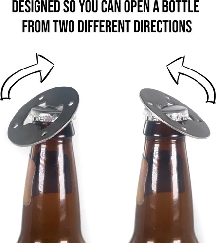 Vista 5 de Buffalo Bottle Craft Insertos para abridor de botellas de acero inoxidable, paquete de 4, redondos, 2 pulgadas de diámetro, 4 agujeros, 4 tornillos