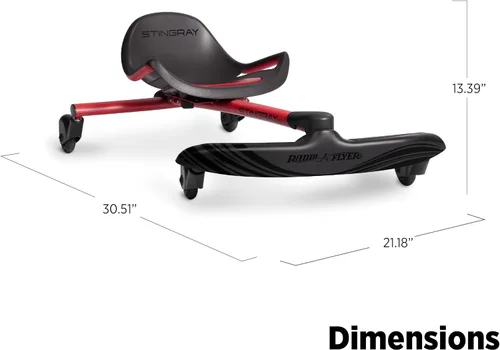 Vista 9 de Radio Flyer Stingray Patinete de conducción con deriva divertida para niños de 3 a 8 años, acción de giro de 360°, asiento ajustable para niños