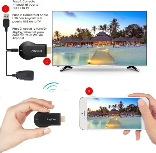 Vista 2 de SmartSee Anycast HD Adaptador de pantalla inalámbrico WiFi 1080P receptor de espejo de pantalla móvil Dongle para iPhone Mac iOS Android a TV