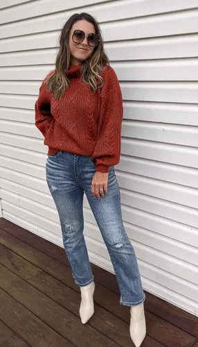 Vista 9 de ZESICA Women's 2023 Fall Long Sleeve Turtleneck Chunky Knit Loose Oversized Sweater Pullover Jumper Tops