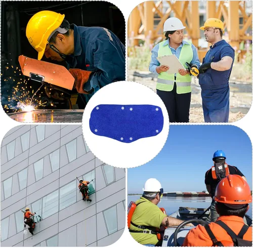 Vista 7 de PATIKIL Banda de sudor para casco, paquete de 6 unidades, de algodón, lavable, con botón a presión, para casco de seguridad, color azul