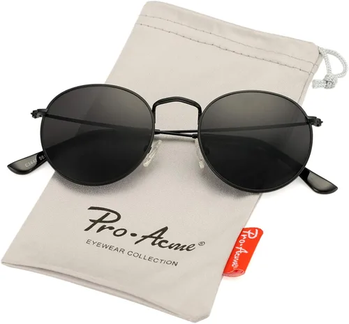 Vista 3 de Pro Acme Gafas de sol polarizadas de metal redondas pequeñas para mujer, estilo retro de diseñador