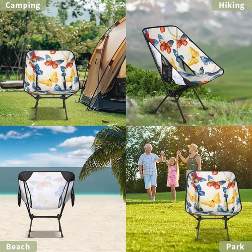 Vista 6 de Honeybaby Silla plegable de camping con mariposa, sillas de camping, ligeras, portátiles, sillas plegables para exteriores, para camping, viajes
