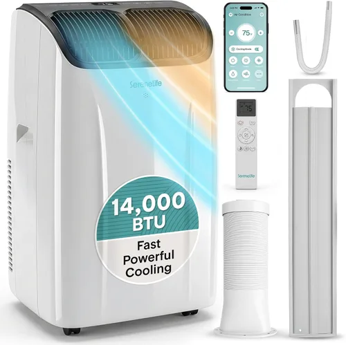 Vista 10 de SereneLife Aire acondicionado portátil, deshumidificador y ventilador Motor dual 3 en 1 8,000 BTU AC con rango de temperatura de 64 °F a 90 °F
